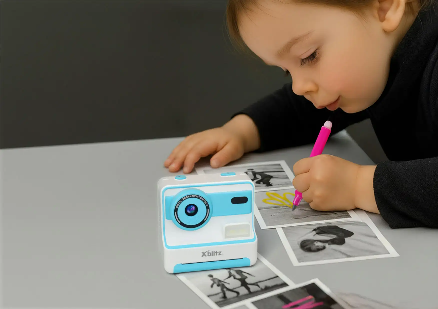 Xblitz Flash Blue Aparat natychmiastowy z drukarką termiczną dla dzieci