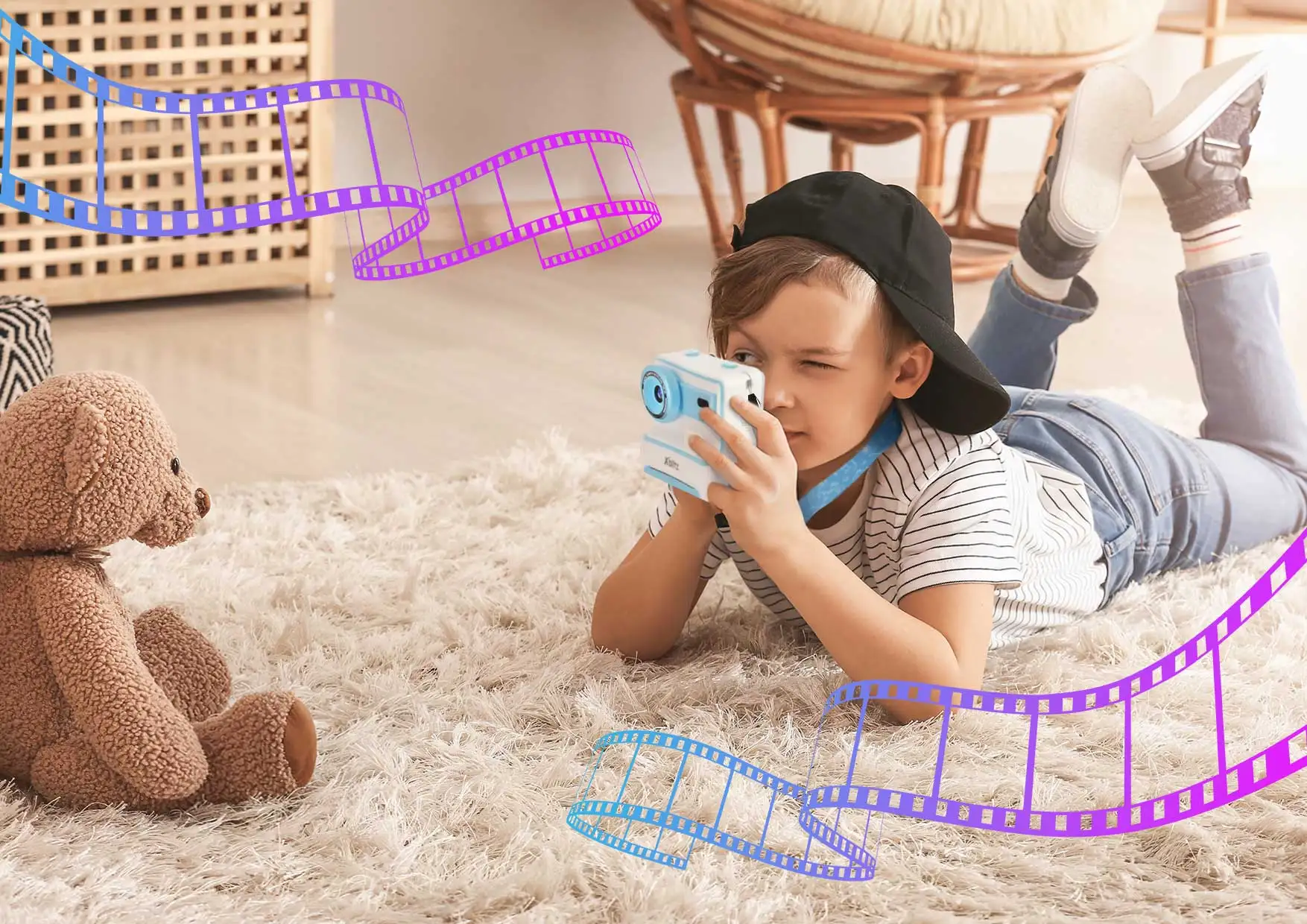 Xblitz Flash Blue Aparat natychmiastowy z drukarką termiczną dla dzieci