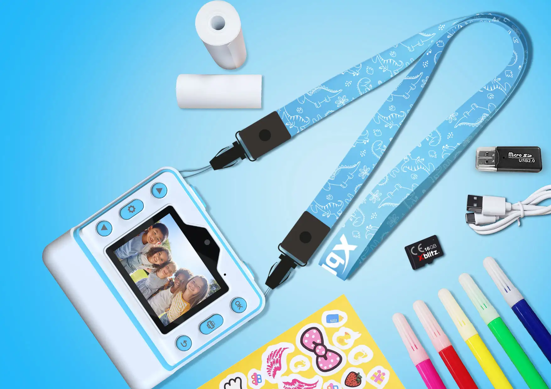 Xblitz Flash Blue Aparat natychmiastowy z drukarką termiczną dla dzieci