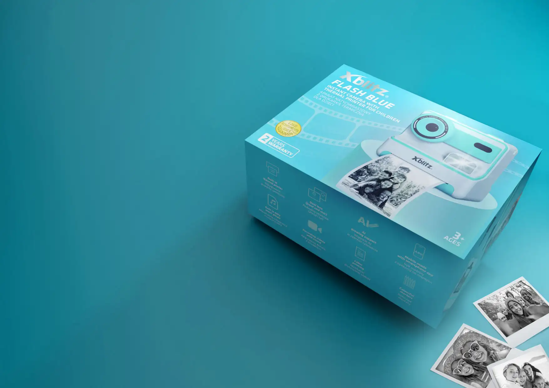Xblitz Flash Blue Aparat natychmiastowy z drukarką termiczną dla dzieci