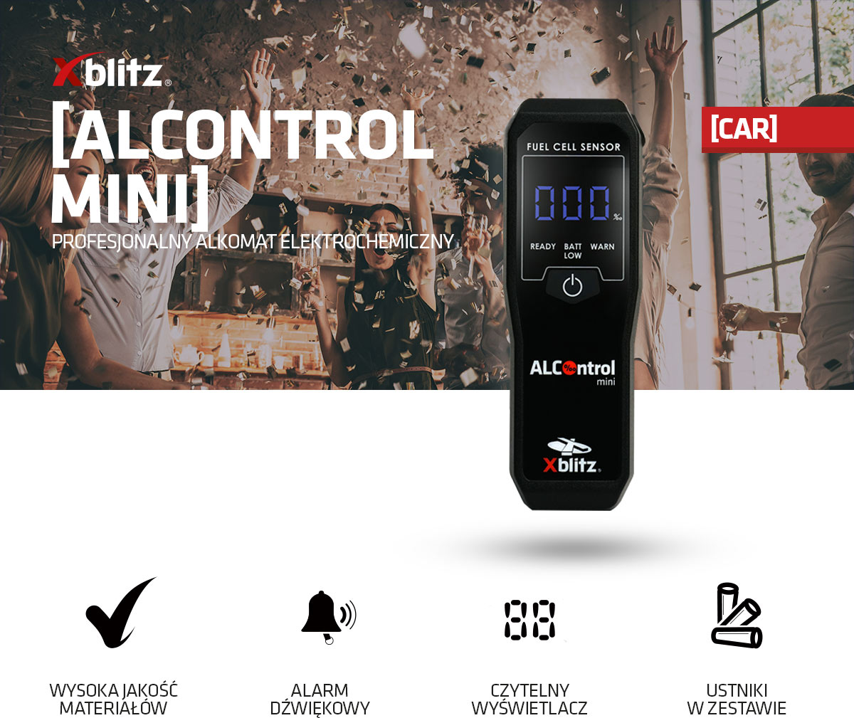 Profesjonalny alkomat elektrochemiczny Xblitz Alcontrol Mini