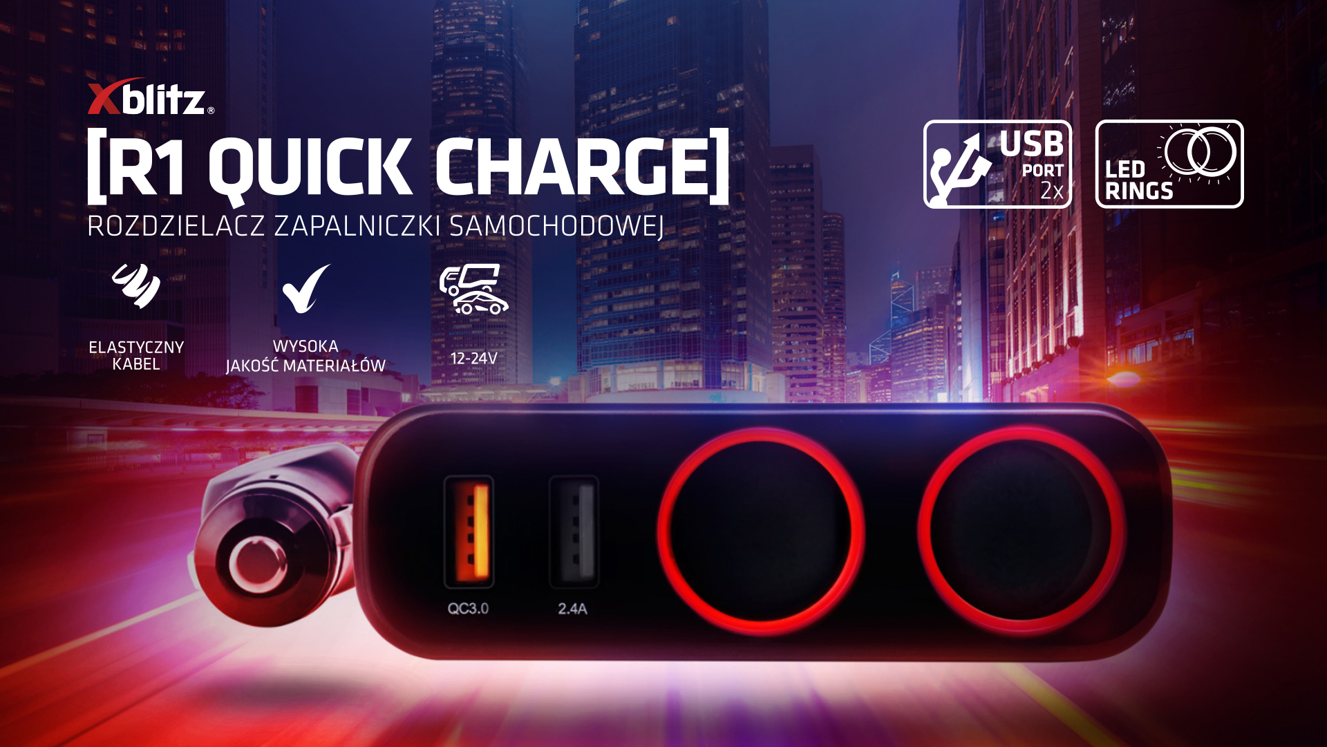 Rozdzielacz samochodowy Xblitz R1 Quick Charge