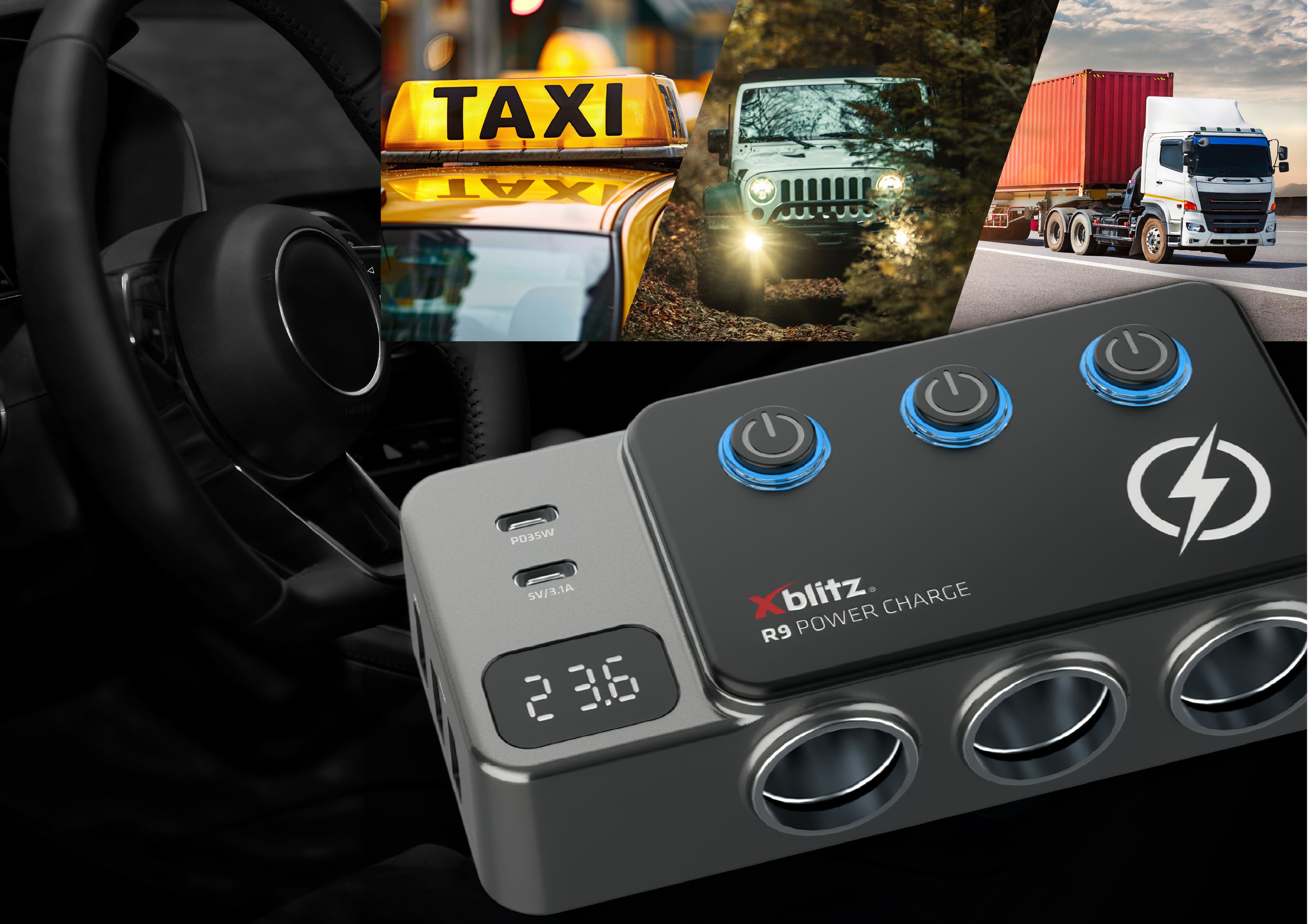 Rozdzielacz w samochodzie, podłączone urządzenia, opisy zastosowania w trakcie jazdy