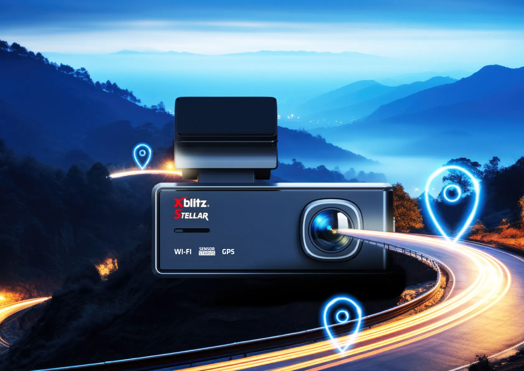 Xblitz Stellar - Wideorejestrator premium z sensorem starvis, wi-fi I GPS