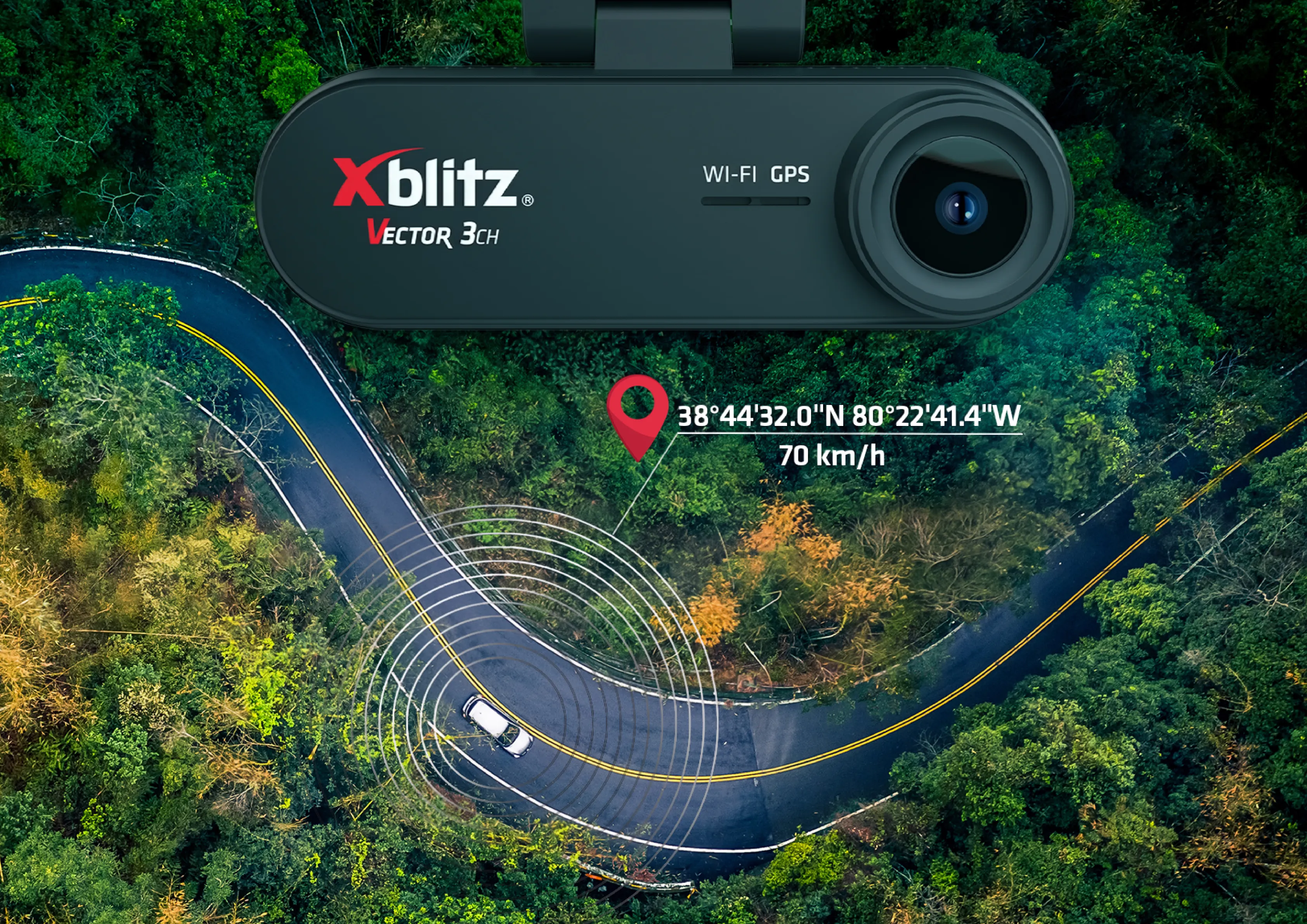 Xblitz Vector 3CH - Wideorejestrator 3-kanałowy z kamera wsteczna, wi-fi I GPS
