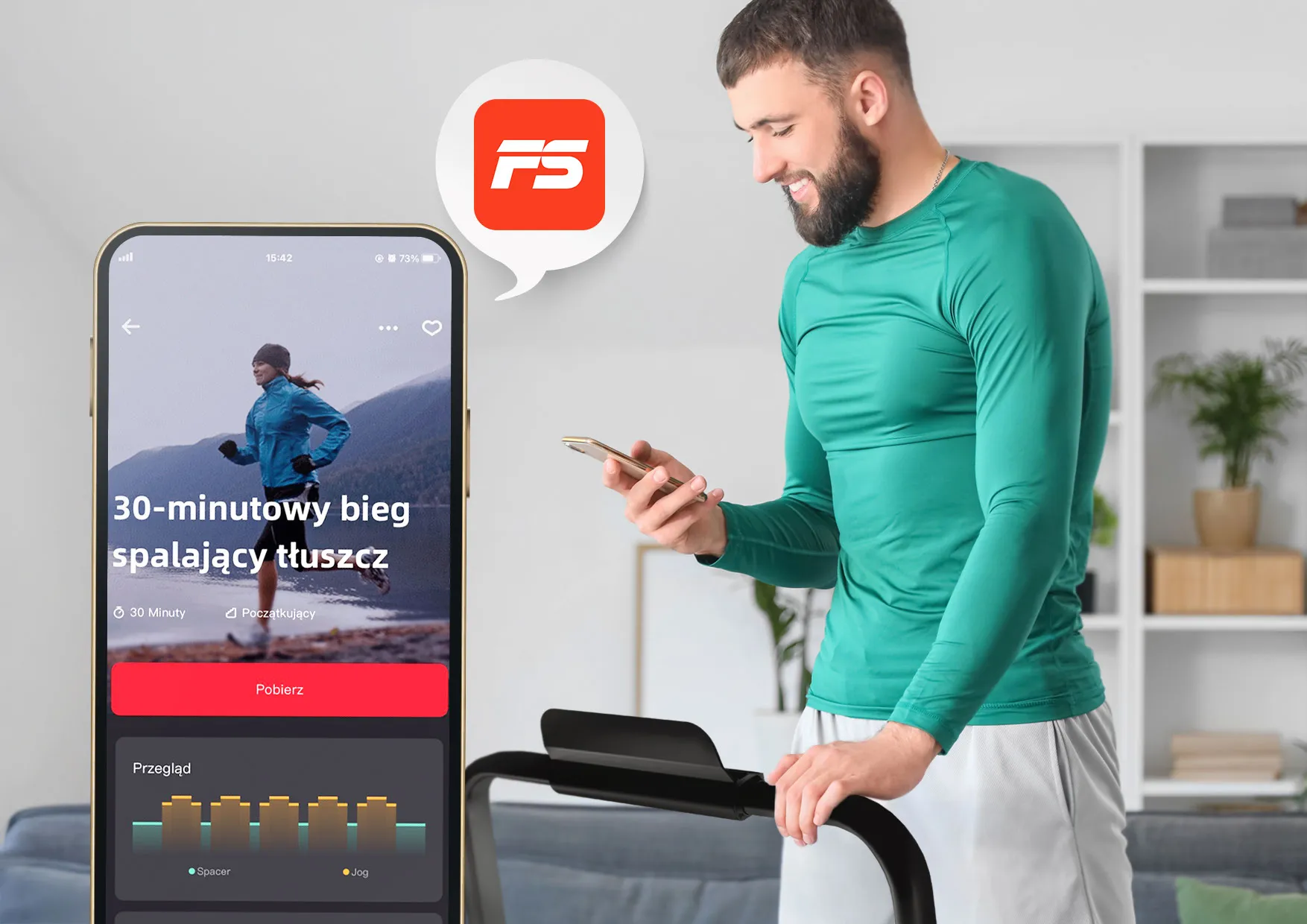 Widok bieżni Xblitz Sport X-Runner 2 z góry, pas bieżni i uchwyt na tablet z ekranem