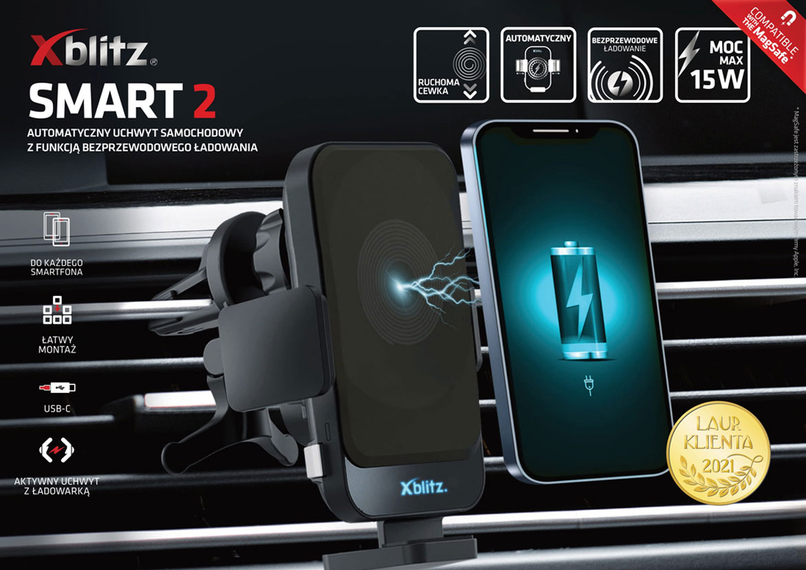 Uchwyt samochodowy z funkcją ładowania bezprzewodowego Xblitz Smart 2