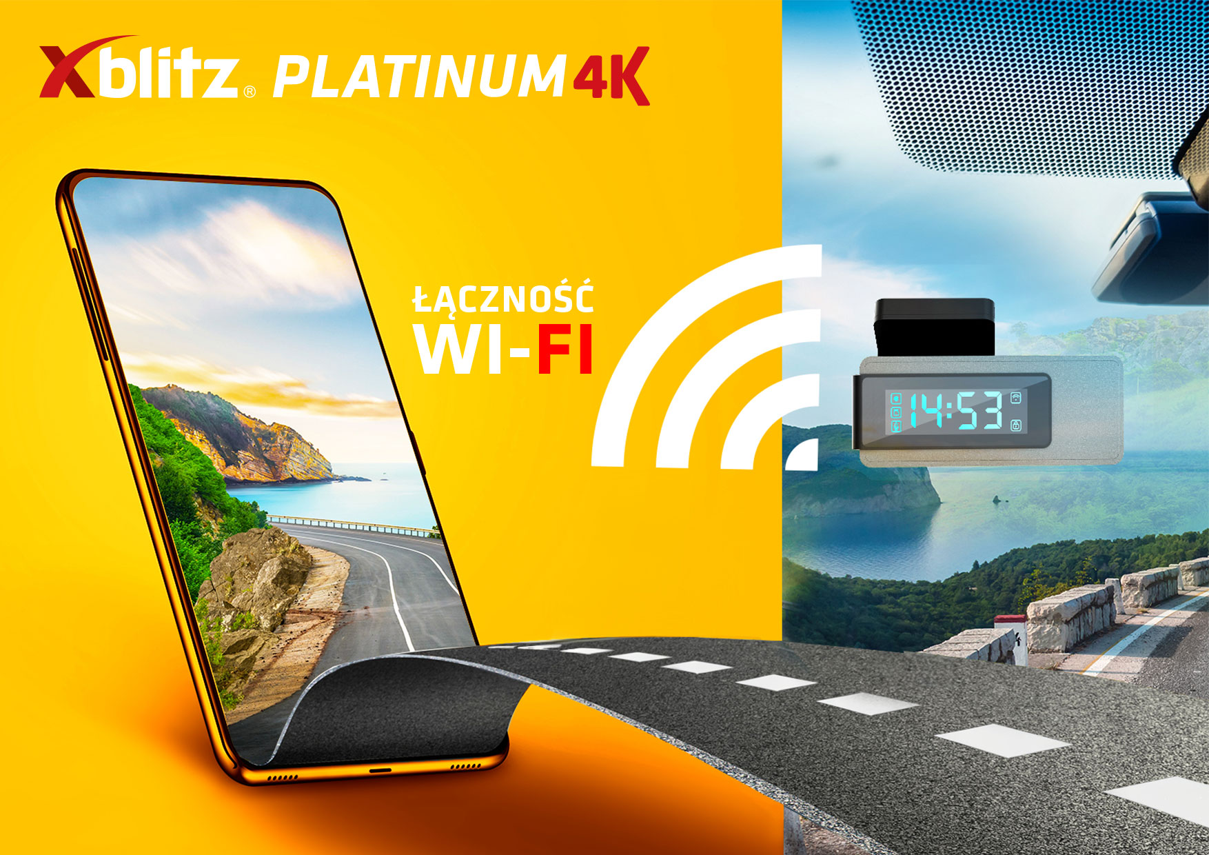 Kamera samochodowa przód-tył z modułem WiFi Xblitz Platinum 4K