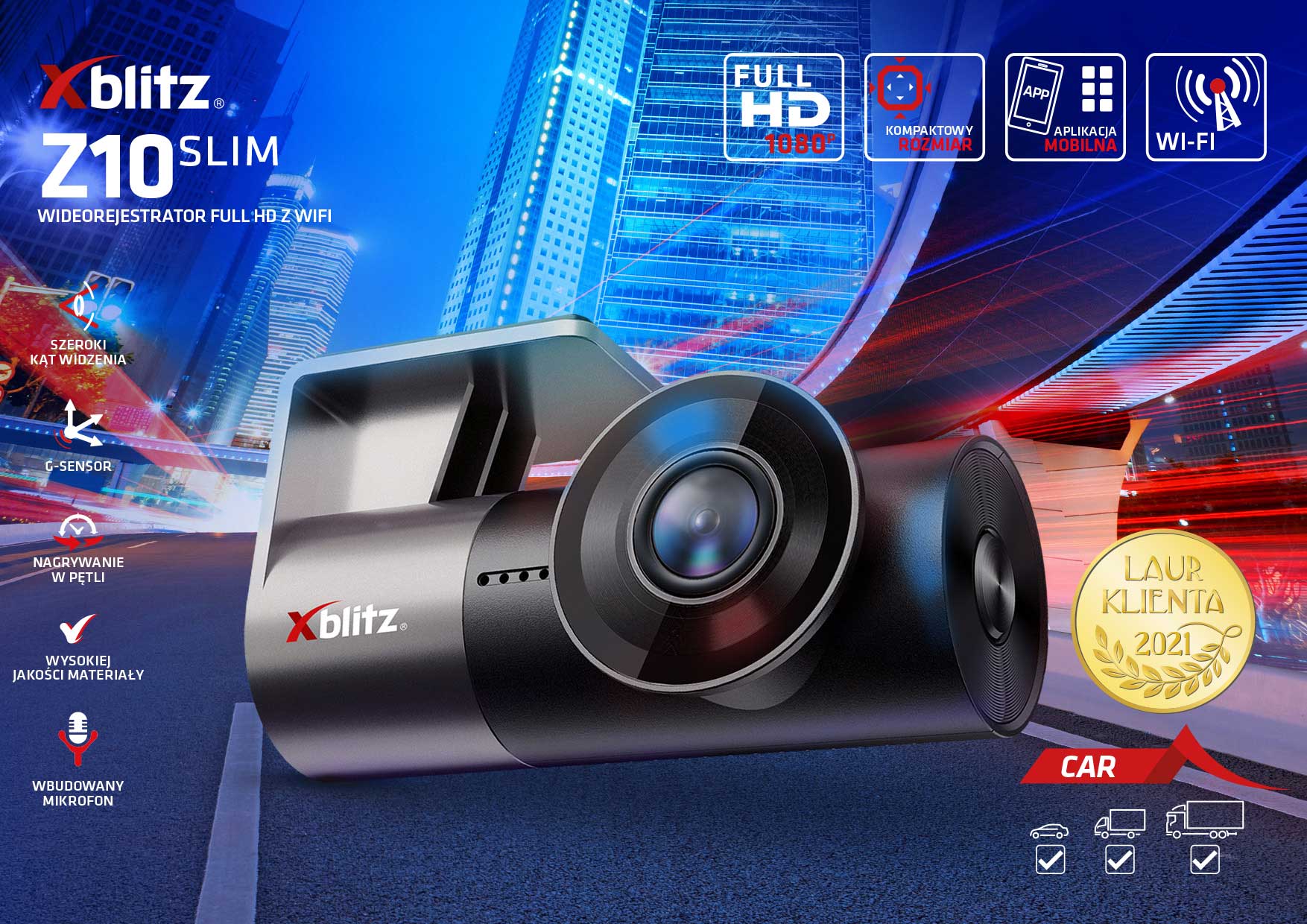 Wideorejestrator Full HD z WiFi - Xblitz Z10 Slim