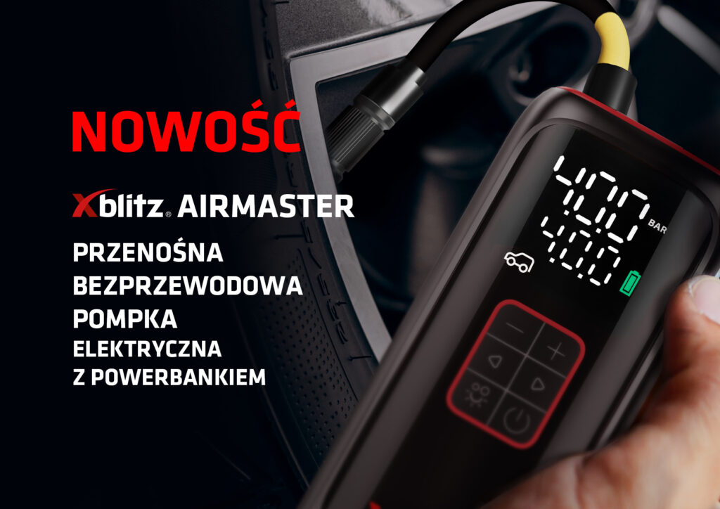 przenośna bezprzewodowa pompka z powerbankiem i wyświetlaczem z wartosciami ladowania